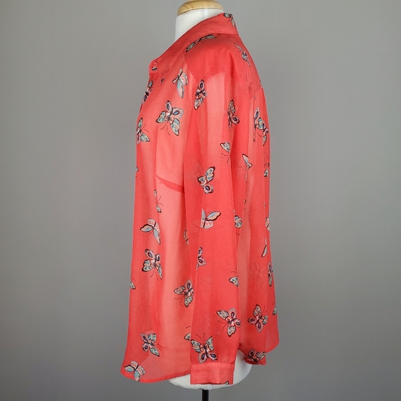 AGB Coral Butterfly 🦋 Button Down - Picture 4 of 6